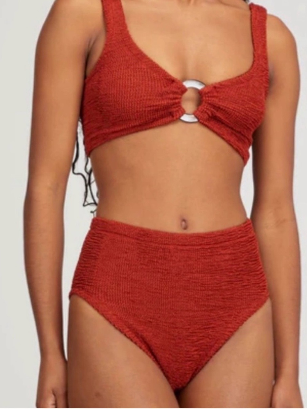 Hunza G Nadine Metallic Chestnut Two Piece High waisted Bikini